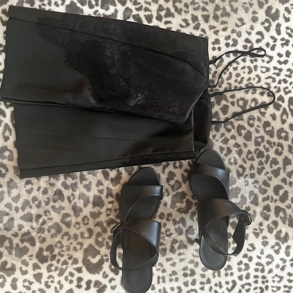 BLACK FAUX LEATHER LACE THIN STRAP TOP - Picture 6 of 8